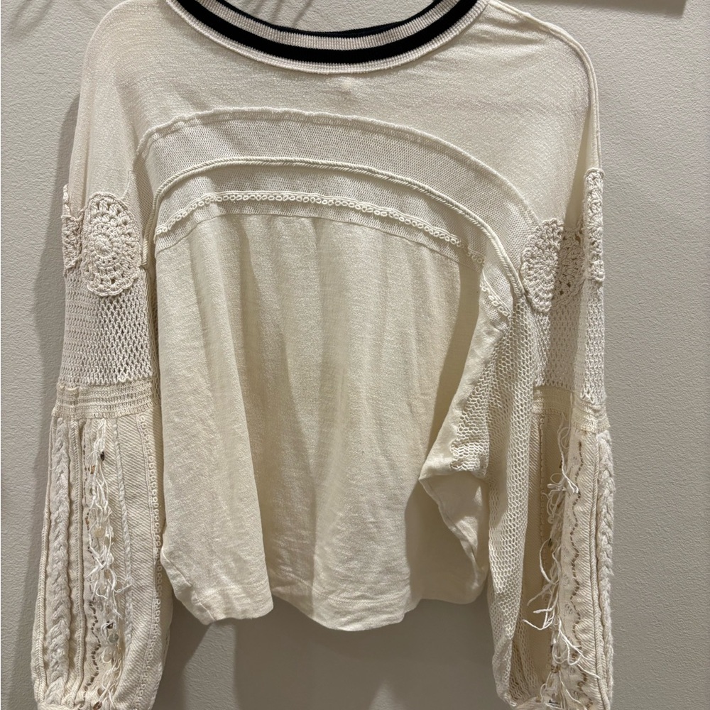Free People Marakesh Embellished Top Ivory Size Small